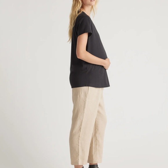 Quince Cotton Modal Maternity Crewneck Tee White Short Sleeve Size Large - Picture 2 of 7